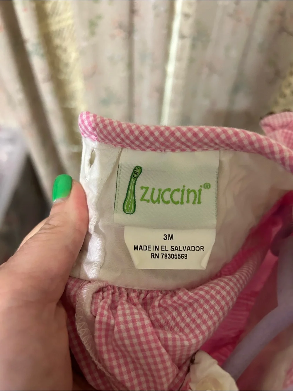 Zucchini‎ Baby Girl Pink Gingham Smocked Train Animal Shortall Romper 3M Cotton